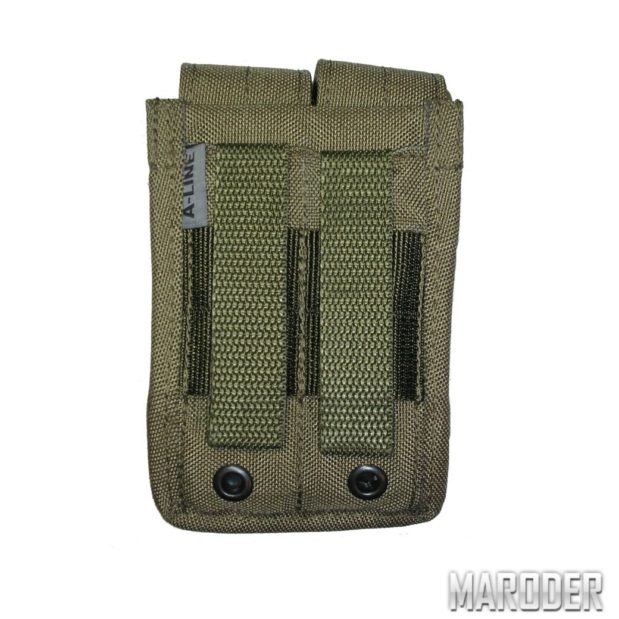 Подсумок под два пистолетных магазина олива. A-Line. Cordura
