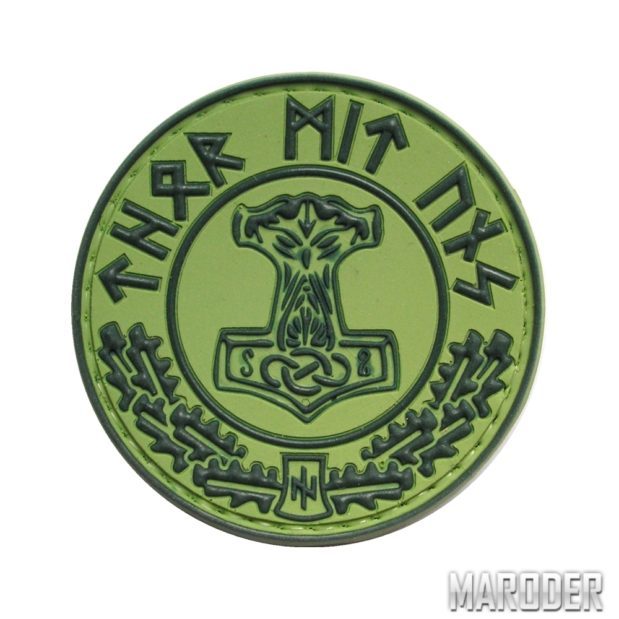 Нашивка Thor Mit Uns зеленая резиновая ПВХ морал патч