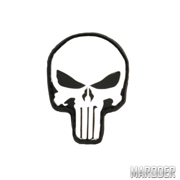 Нашивка череп каратель Punisher PVS Белый