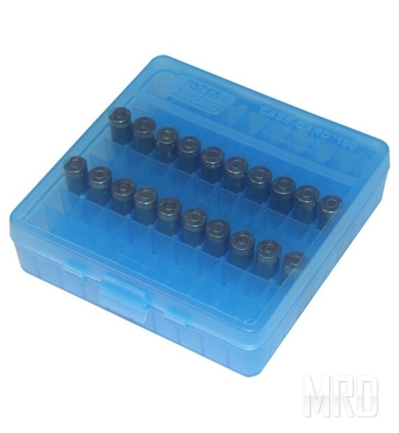 Коробка для патронов 9мм, 380 ACP Голубая. 100шт. MTM. купить