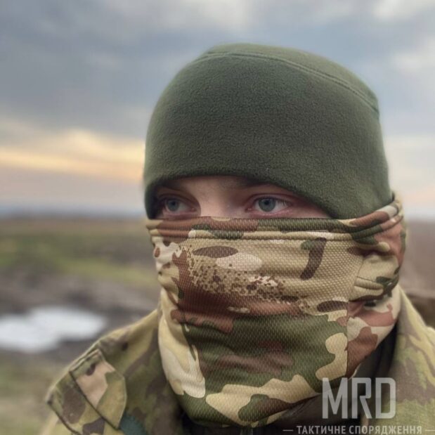 шапка военная флисовая olive купить