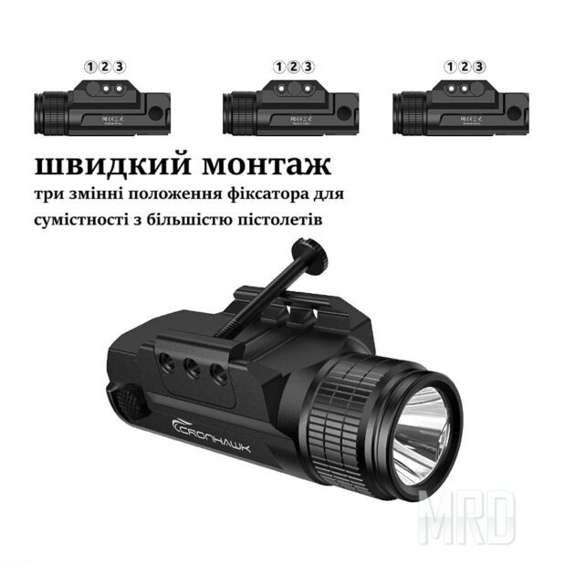 Тактический подствольный фонарь CRONHAWK Pistol Flashlight Rechargeable обзор 2