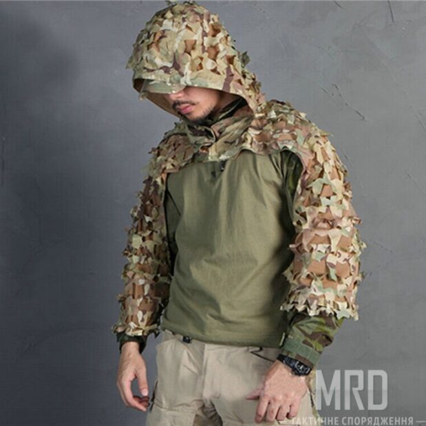 Маскировочная накидка Emerson Tactical Lightweight Assault Ghillie как носить 2