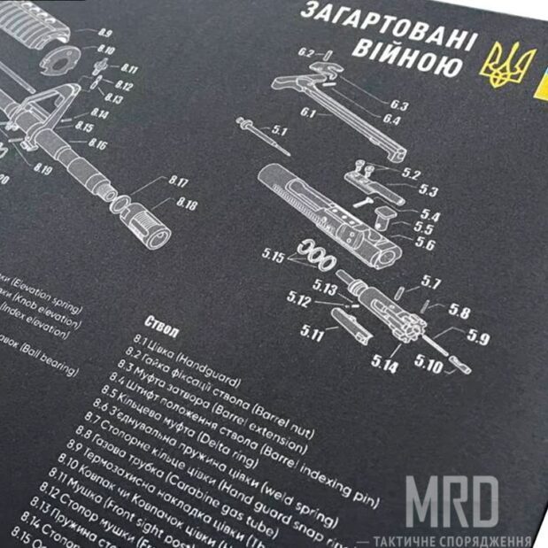 Коврик для чищення зброї зі схемою гвинтівки AR-15 вартість